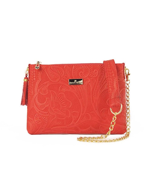 Bolsa crossbody AngeLozano piel Arena grabada rojo