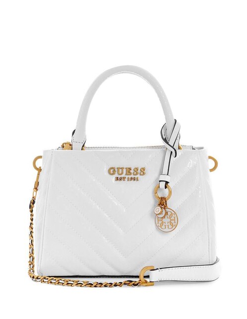 Guess: Bolso Satchel blanco Enisa Mujer