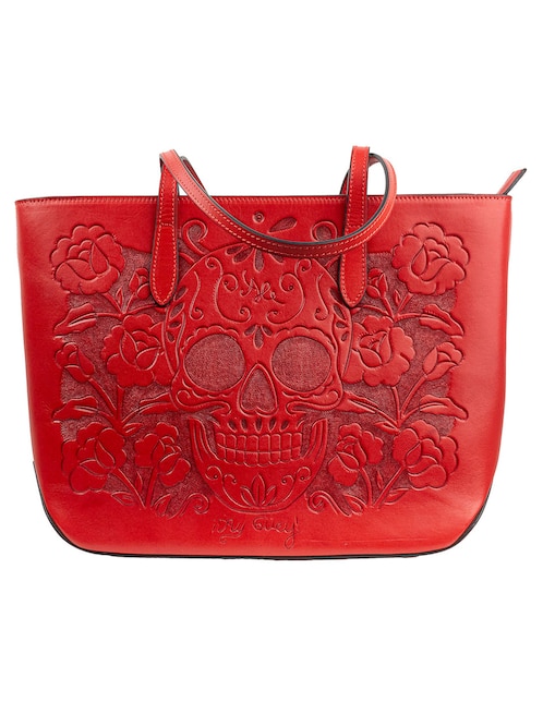 Bolsa tote Ay Güey Ajal Calavera de piel para mujer