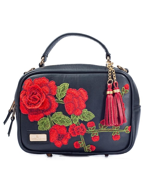 Bolsa crossbody Angelozano Rosana Flores 3D de piel para mujer
