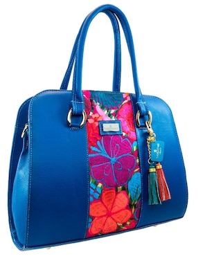 Bolsa tote Angelozano Camila piel cierre azul