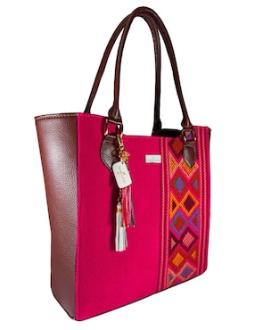 Bolsa tote Angelozano piel fiusha bordada