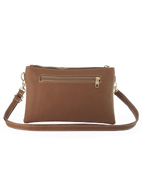 Bolsa crossbody AngeLozano Itzel piel dorado con diseño gráfico