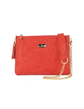 Bolsa Crossbody AngeLozano Piel Arena Grabada Rojo