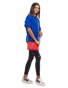 Bolsa crossbody AngeLozano piel Arena grabada rojo