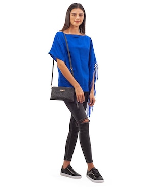 Bolsa crossbody Angelozano Dalia Grabada Negro de piel para mujer