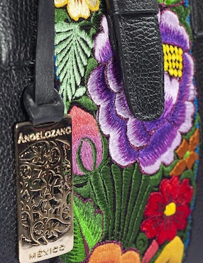 Bolsa satchel Angelozano Samantha Telar Zinacantán de piel para mujer