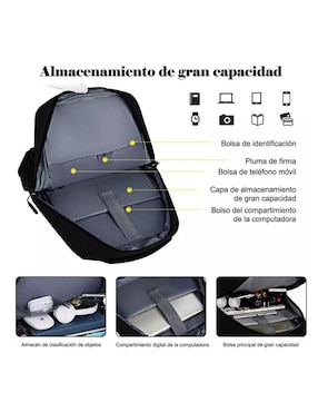 Mochila con portalaptop Genérica impermeable unisex