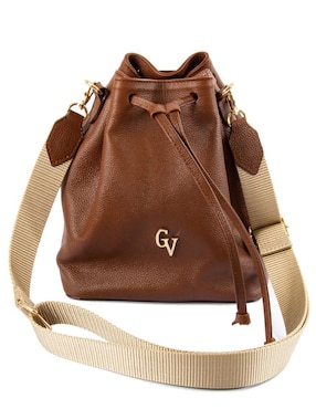 Bolsa bucket Guadalupe Vázquez de piel para mujer