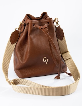 Bolsa bucket Guadalupe Vázquez de piel para mujer