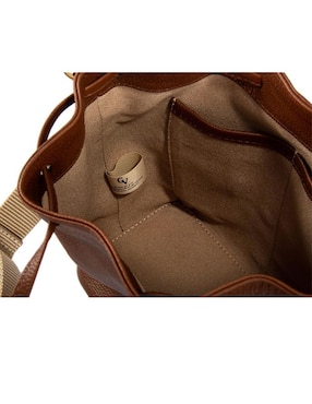Bolsa bucket Guadalupe Vázquez de piel para mujer