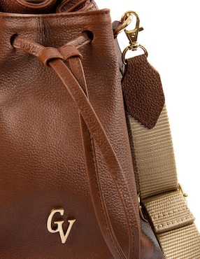 Bolsa bucket Guadalupe Vázquez de piel para mujer