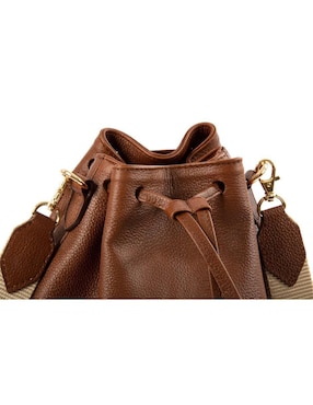 Bolsa bucket Guadalupe Vázquez de piel para mujer