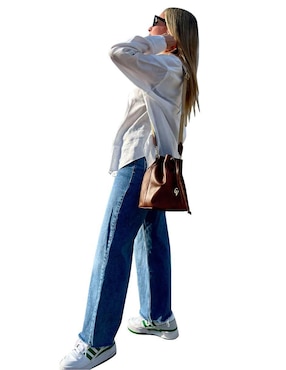 Bolsa bucket Guadalupe Vázquez de piel para mujer
