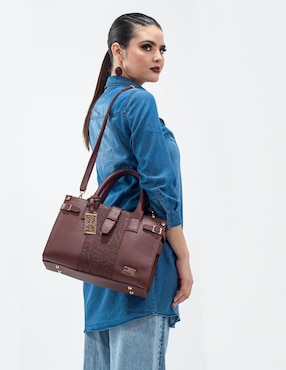 Bolsa satchel Angelozano Samantha de piel para mujer