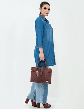 Bolsa satchel Angelozano Samantha de piel para mujer