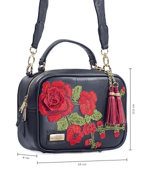 Bolsa crossbody Angelozano Rosana Flores 3D de piel para mujer