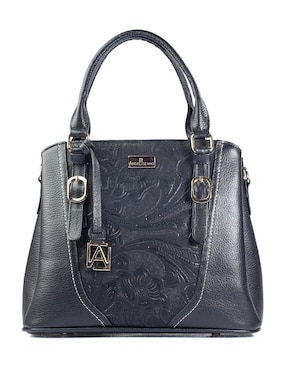 Bolsa satchel Angelozano Lourdes Piel Grabada Negro de piel para mujer