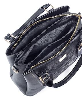 Bolsa satchel Angelozano Lourdes Piel Grabada Negro de piel para mujer