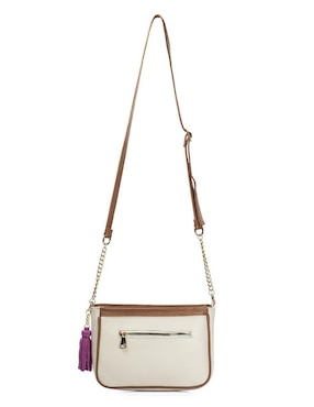 Bolsa crossbody Angelozano Eva Piel Telar Flores Hueso de piel para mujer