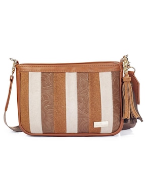 Bolsa crossbody Angelozano Eva Sintético Grabada Camel para mujer