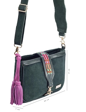 Bolsa crossbody Angelozano Eva Piel Gamuza Verde de piel para mujer
