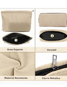 Set cosmetiquera para maquillaje Xtellar de pana 2 piezas para mujer