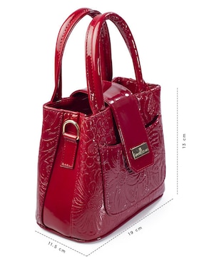 Bolsa crossbody Angelozano Aurelia Charol Grabado Rojo para mujer