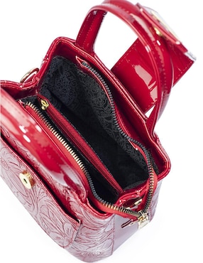 Bolsa crossbody Angelozano Aurelia Charol Grabado Rojo para mujer
