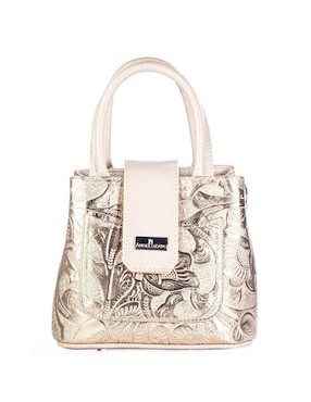 Bolsa crossbody Angelozano Aurelia Charol Grabada Oro Rosa de piel para mujer