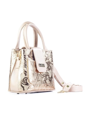 Bolsa crossbody Angelozano Aurelia Charol Grabada Oro Rosa de piel para mujer