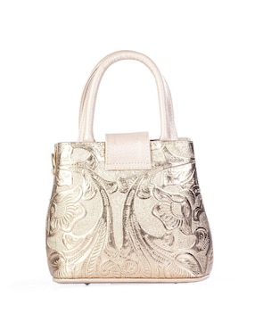 Bolsa crossbody Angelozano Aurelia Charol Grabada Oro Rosa de piel para mujer
