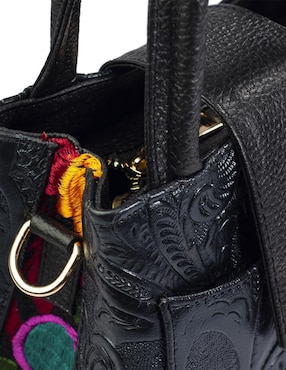 Bolsa crossbody Angelozano Aurelia Piel Telar Flores de piel para mujer
