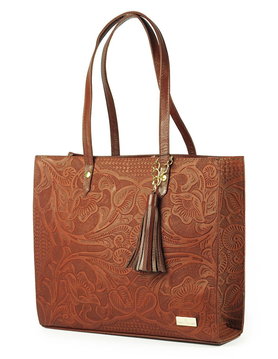 Bolsa tote Leonora piel broche texturizada 4