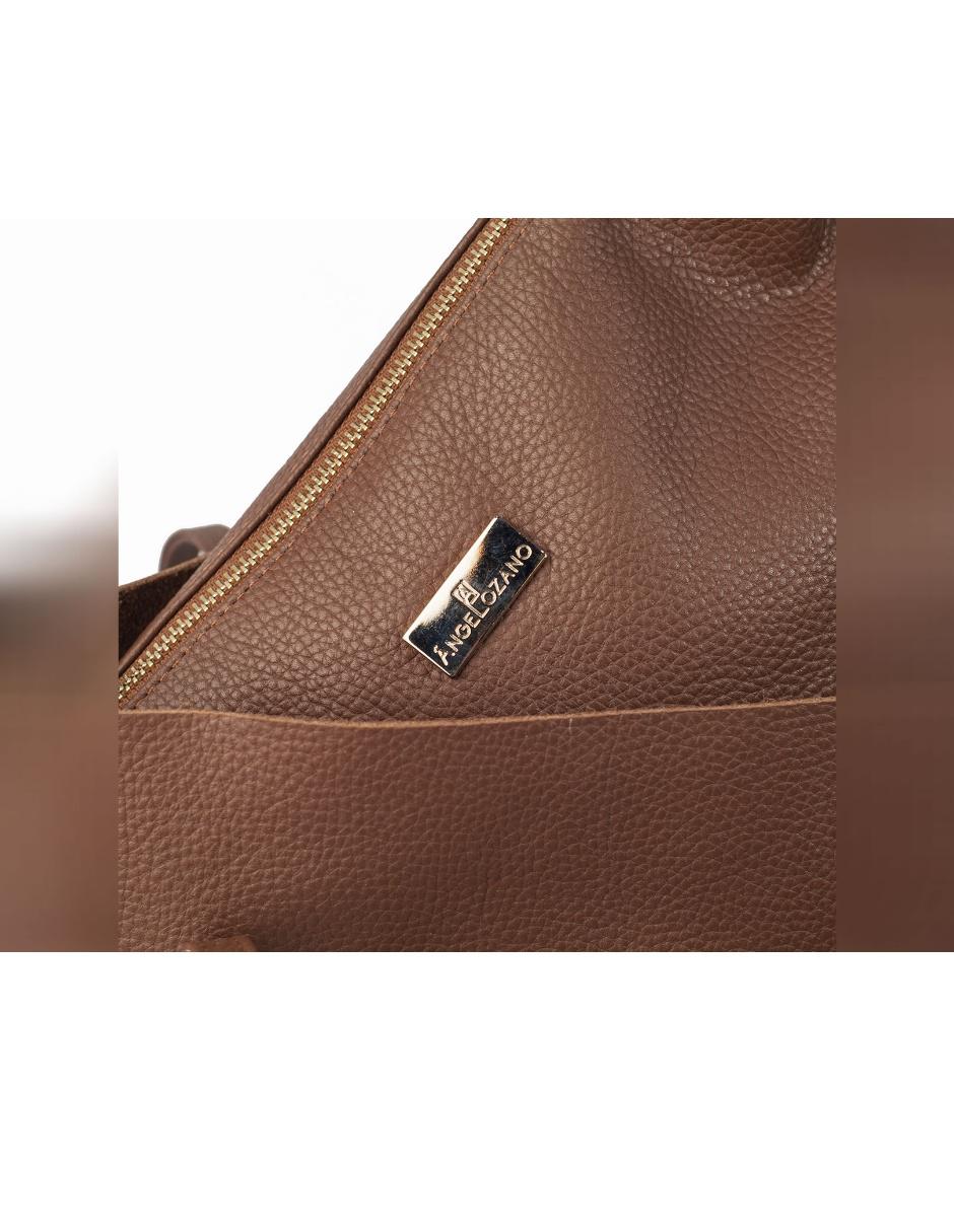 Bolsa tote Leona piel y cosmetiquera crossbody café