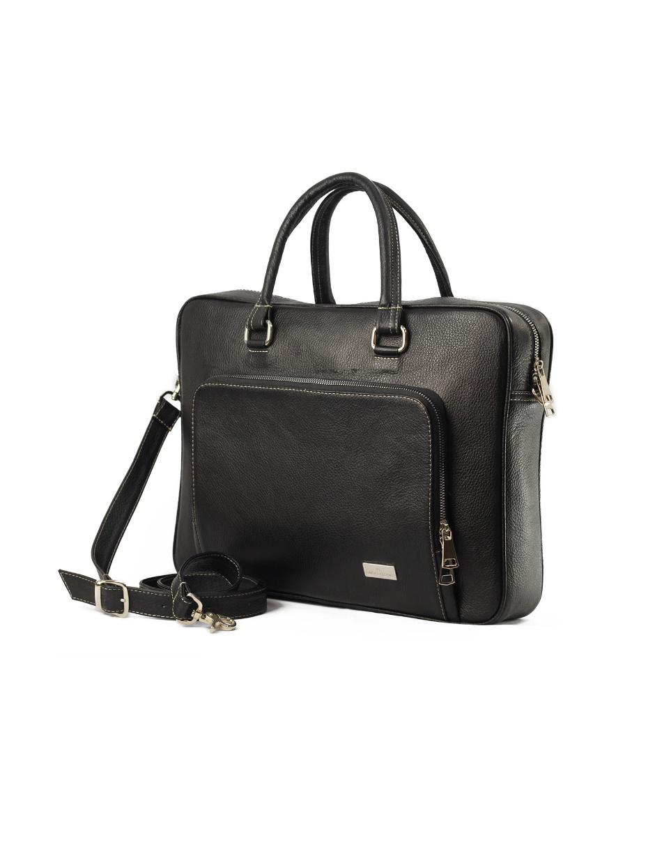 Maletín Portafolio de piel negro 18 pulgadas casual 2