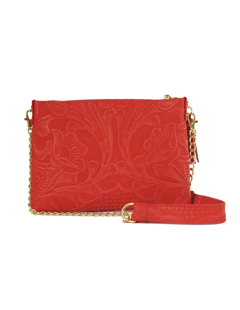 Bolsa crossbody piel Arena grabada rojo 2