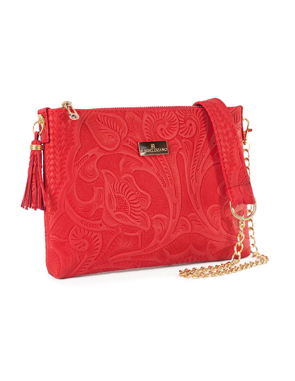 Bolsa crossbody piel Arena grabada rojo 4