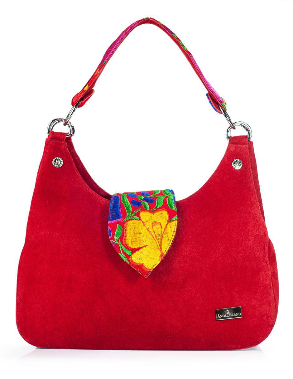 Bolsa satchel Irma Gamuza Con Telar para mujer 1