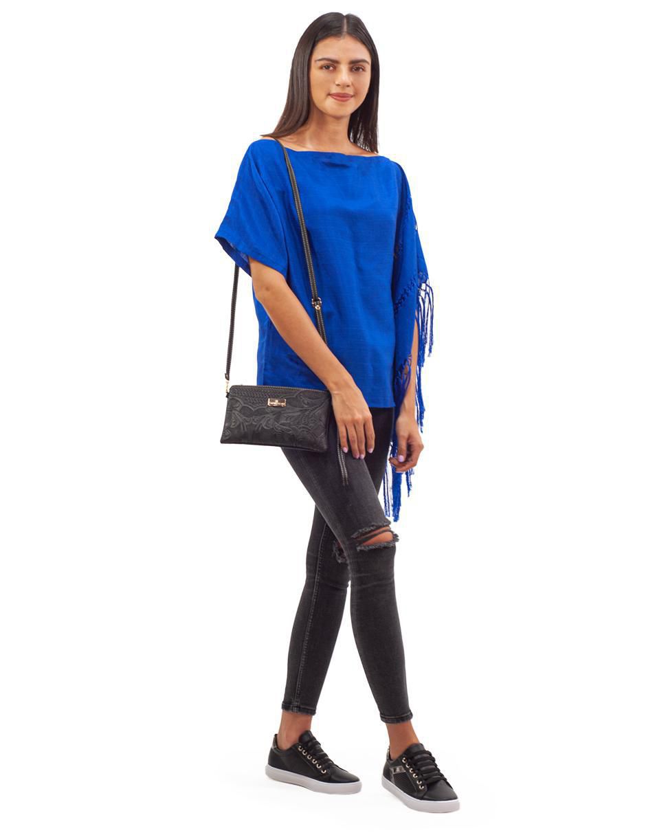 Bolsa crossbody Dalia Grabada Negro de piel para mujer 5