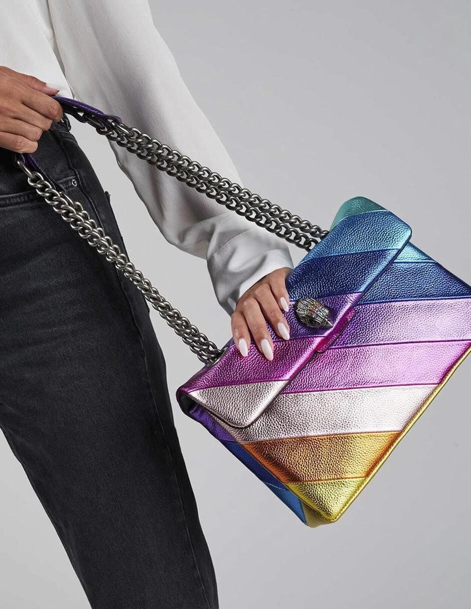 Bolsa flap Multi Arcoiris Mediana de piel para mujer 5