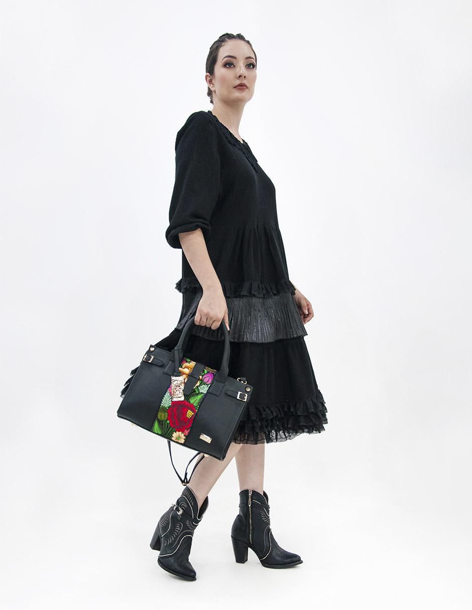 Bolsa satchel Samantha Telar Zinacantán de piel para mujer 5