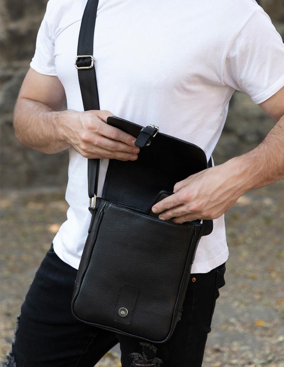 Bolsa messenger de piel unisex 6