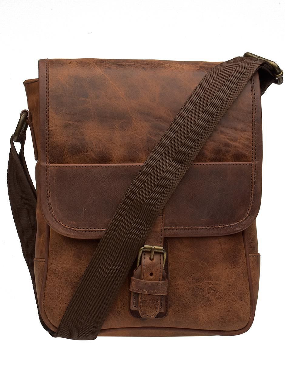 Bolsa messenger de piel unisex