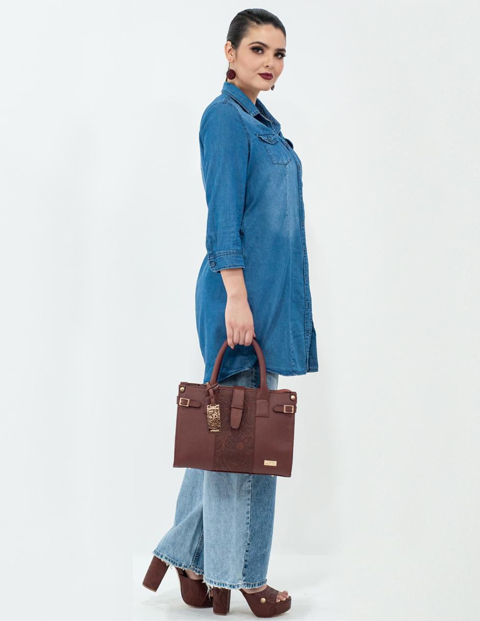 Bolsa satchel Samantha de piel para mujer 5