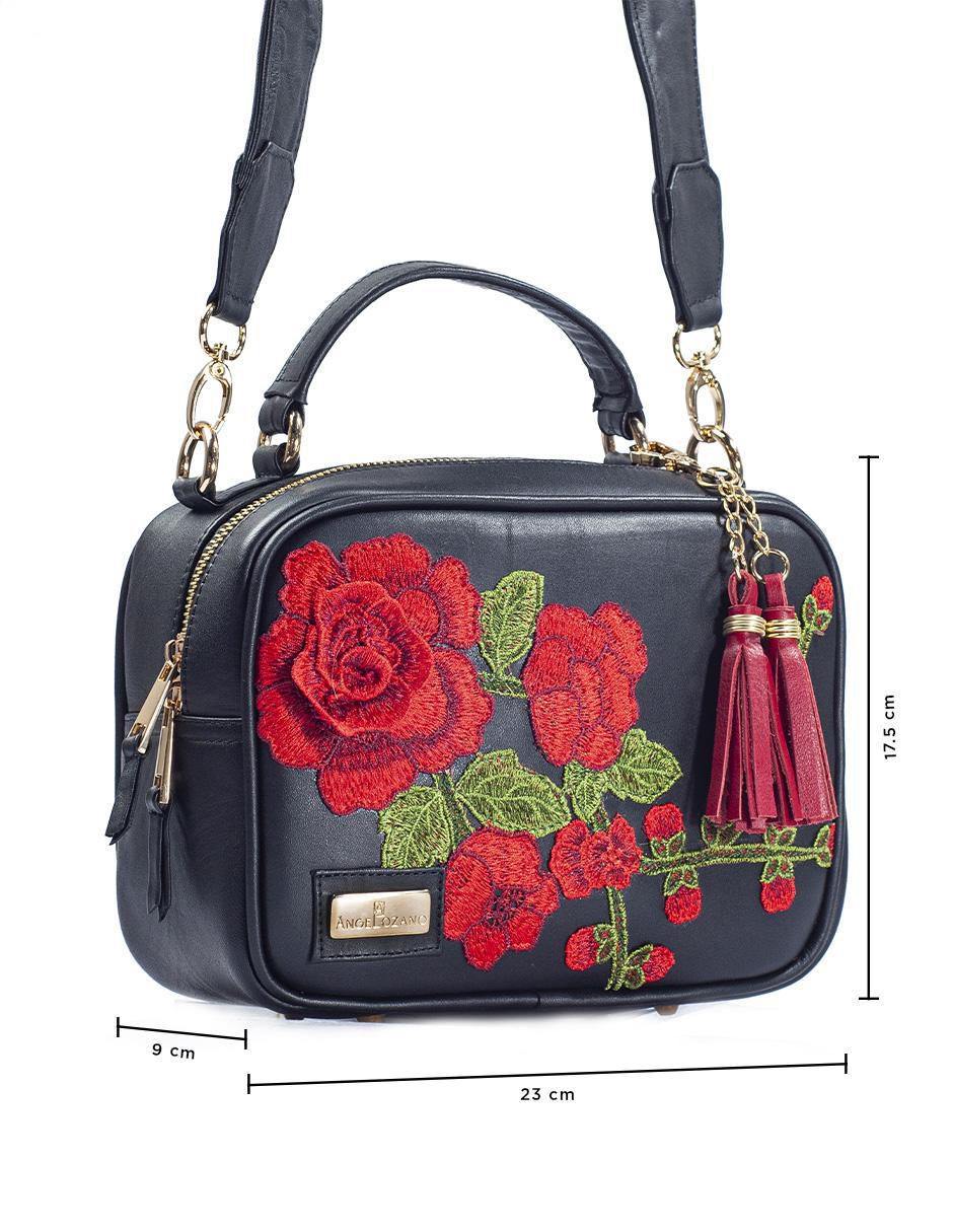 Bolsa crossbody Rosana Flores 3D de piel para mujer 9
