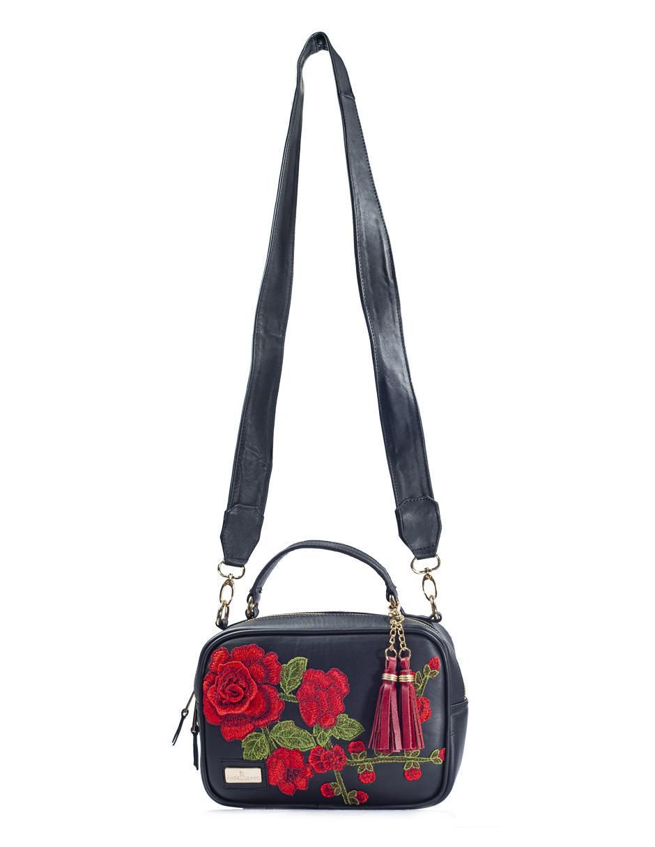 Bolsa crossbody Rosana Flores 3D de piel para mujer 5