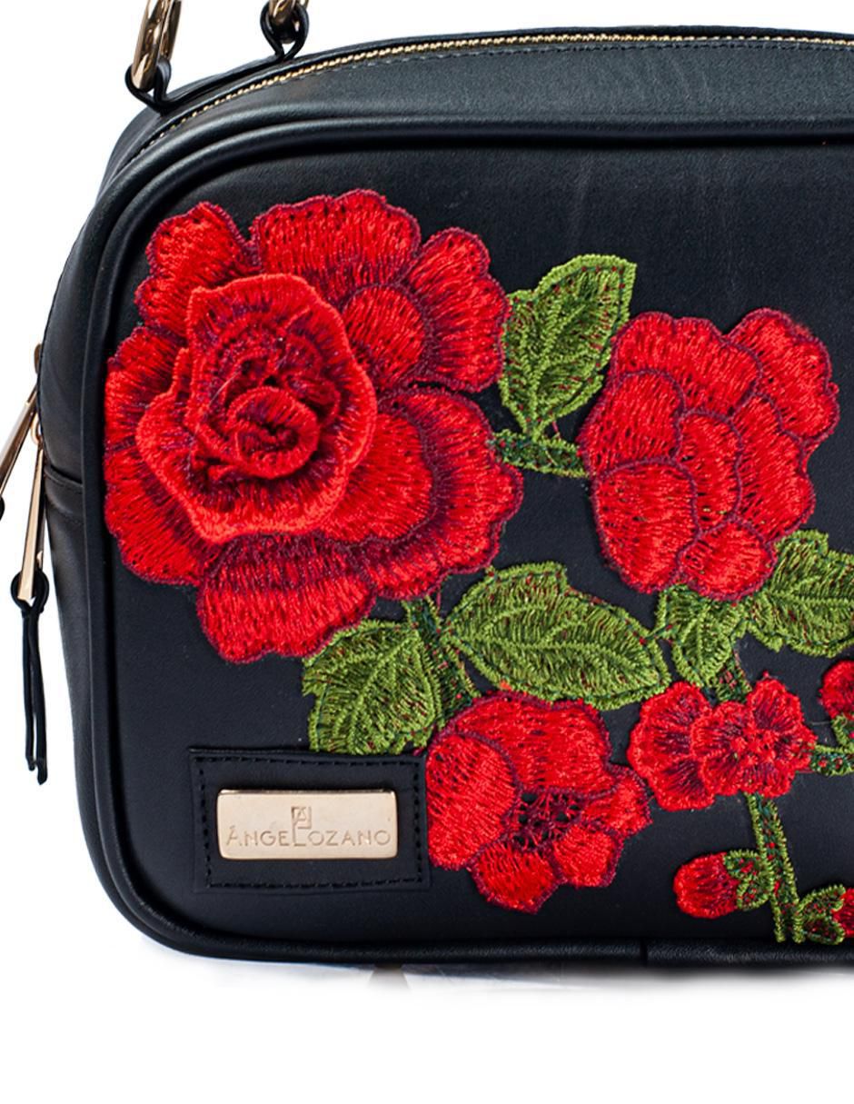 Bolsa crossbody Rosana Flores 3D de piel para mujer 6