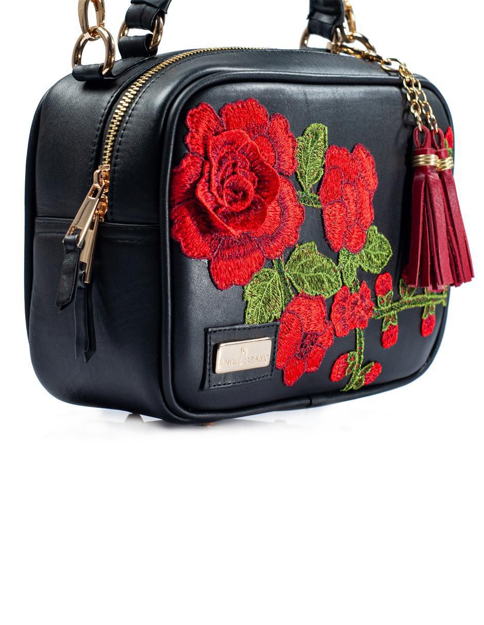 Bolsa crossbody Rosana Flores 3D de piel para mujer 7