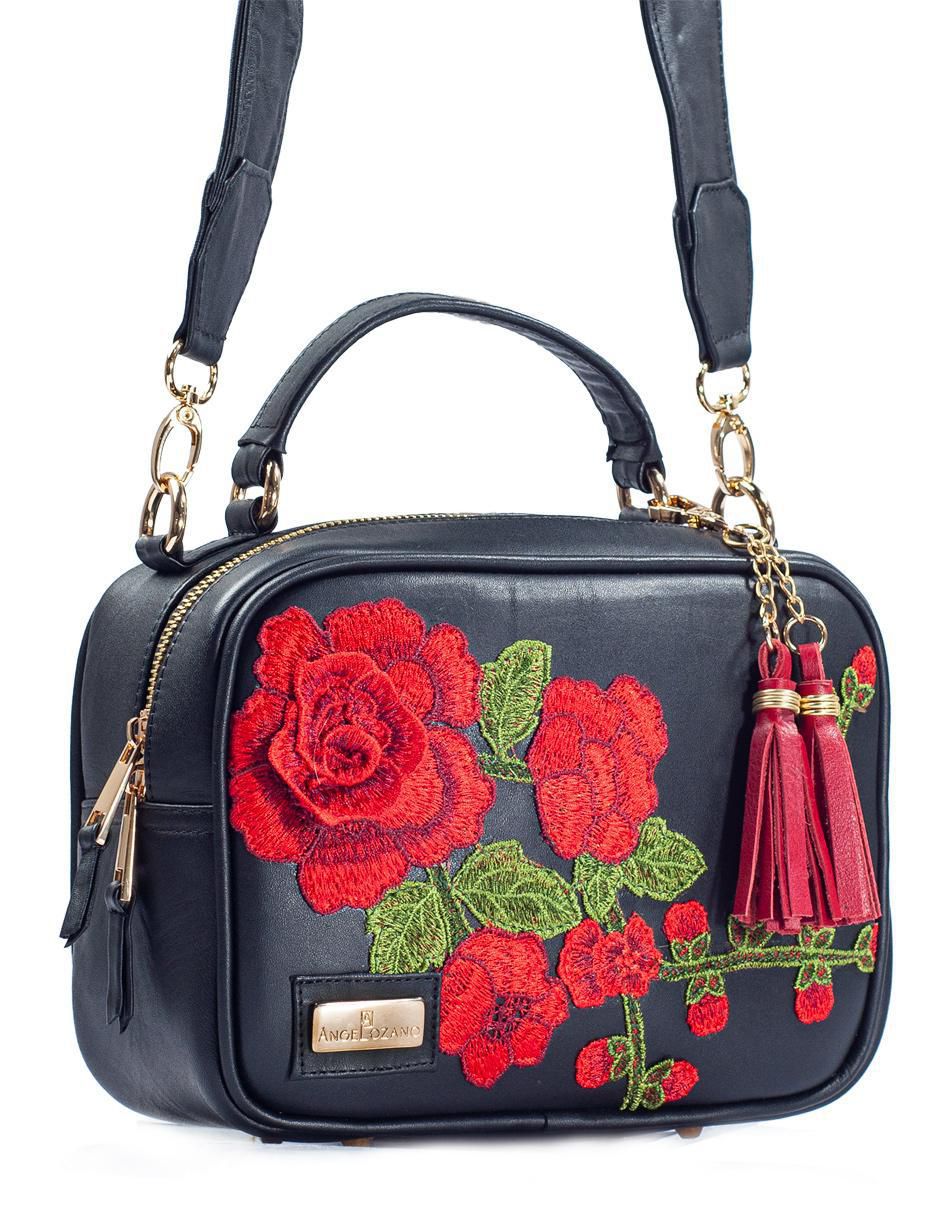 Bolsa crossbody Rosana Flores 3D de piel para mujer 8
